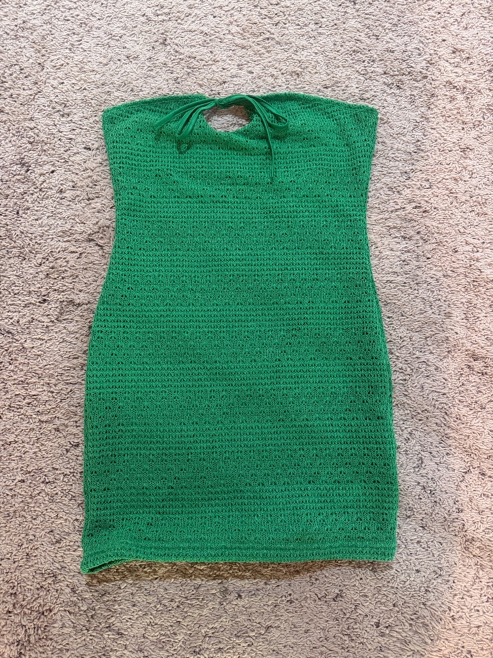 SHEIN Emerald Green Knit Halter Mini Dress
